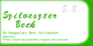 szilveszter beck business card